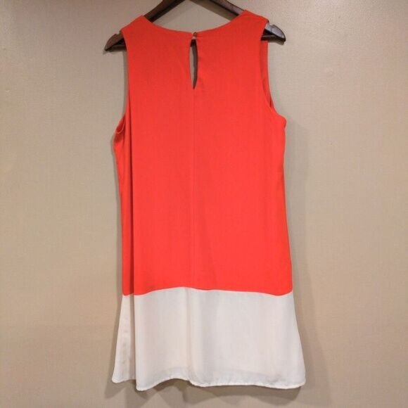 Ophelia Roe Women's Large Red Ivory Colorblock Sleeveless Shift Dress - Picture 4 of 11